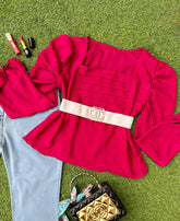 Glamour Top with Bell Bottom Jeans Ensemble