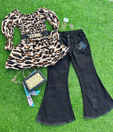 Khadi Net Elegance Top & Denim Jeans Ensemble