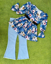 Georgette Glamour Frock & Bell Bottom Jeans