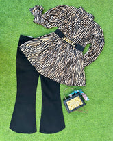 Velvet Zebra Chic Top & Bell Bottom Jeans