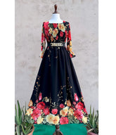 Border Print Smoked Style Maxi