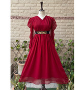 Royal Maroon Chiffon Flair Frock