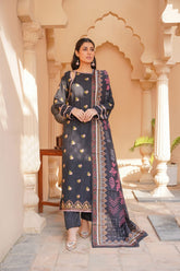 Timeless Black Embroidered 3-Piece Silk Suit
