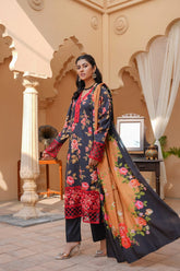 Black Beauty Blooms 3-Piece Georgette Suit