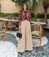 Mahroon printed coat & inner with old money style trouser