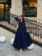 Navi blue skirt with elegant coat