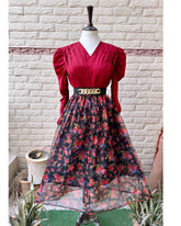 Elegant organza stuff flair skirt