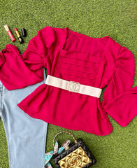 Glamour Top with Bell Bottom Jeans Ensemble