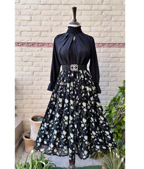 Chiffon Flair Skirt & Smoked Neck Top