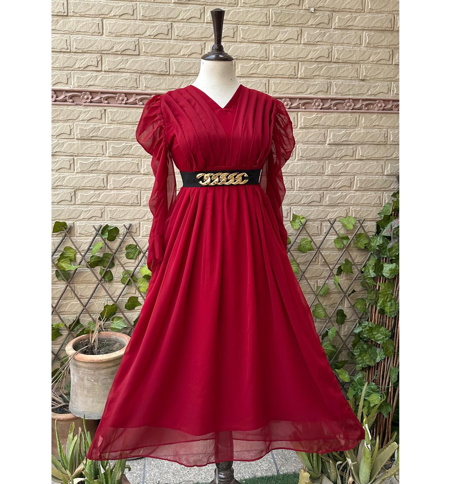 Royal Maroon Chiffon Flair Frock