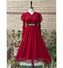 Royal Maroon Chiffon Flair Frock