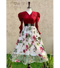 Organza Flair Skirt with Puff Sleeves