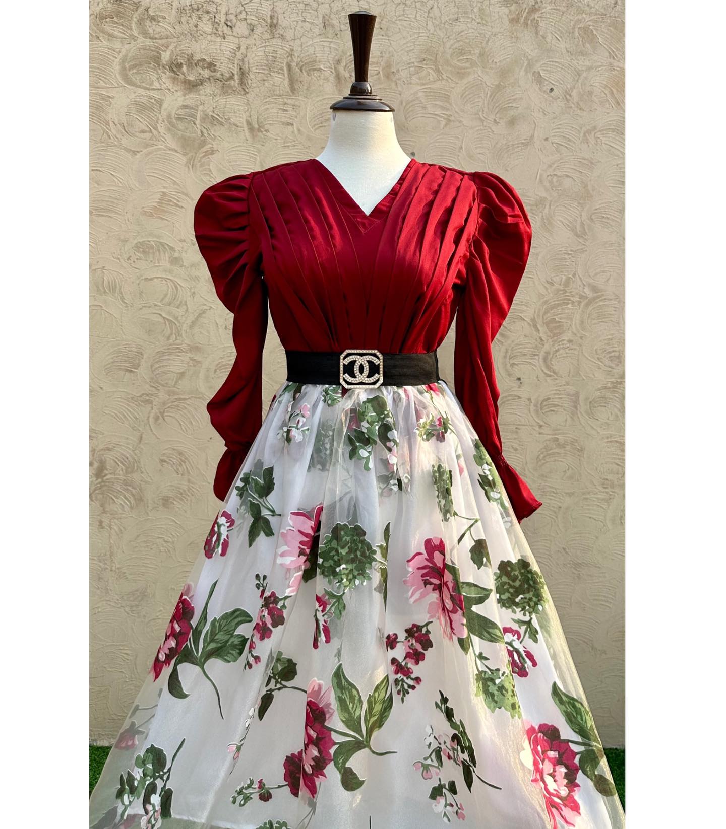 Organza Flair Skirt with Puff Sleeves