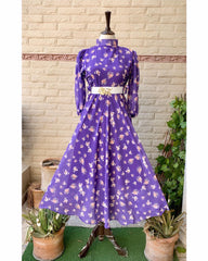 Chic Chiffon Flair Frock with Belt