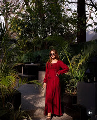 Elegant Maroon Turkish Style Frock