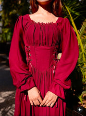 Premium Maroon Turkish Style Flared Frock – Elegant Fusion Wear