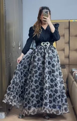 Stone Belt Organza Skirt