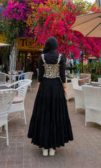 Elegant black frock with beautiful printed corset