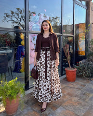 Mahroon shirt & inner with full flair skirt