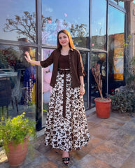 Mahroon shirt & inner with full flair skirt