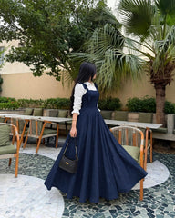 Elegant blue and white maxi frock