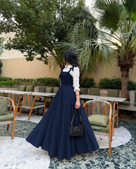 Elegant blue and white maxi frock