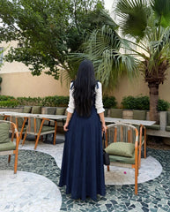 Elegant blue and white maxi frock