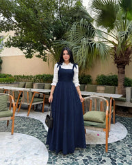 Elegant blue and white maxi frock
