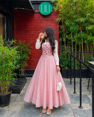 Pink printed corset with pink skirt &  white shirt The dress of your soft girl dreams —