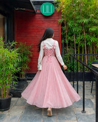 Pink printed corset with pink skirt &  white shirt The dress of your soft girl dreams —