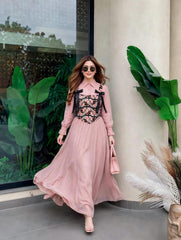 Soft Chiffon Frock with Cotton Floral Corset