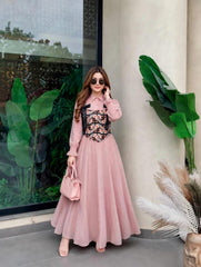 Soft Chiffon Frock with Cotton Floral Corset