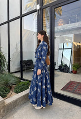 Beautiful blue printed skirt coat & shirt Suiting stuff coat & skirt