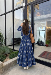 Beautiful blue printed skirt coat & shirt Suiting stuff coat & skirt