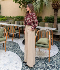 Mahroon printed coat & inner with old money style trouser