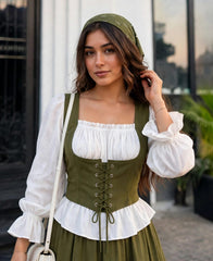Olive green skirt with Turkish style top Imported euro fabric china fabric 100%