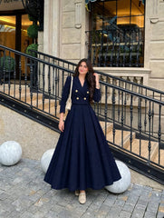 Navi blue skirt with elegant coat