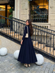 Navi blue skirt with elegant coat