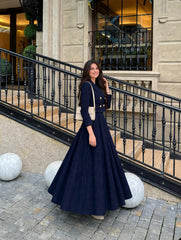 Navi blue skirt with elegant coat