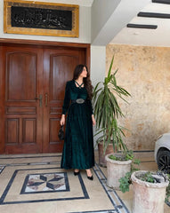 Emerald Green Korean Velvet Long Maxi