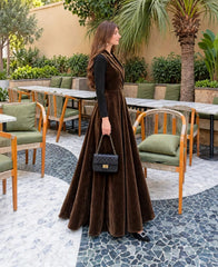 Chocolate Brown Sweet Velvet Blazer Maxi - Premium Winter Collection