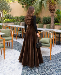 Chocolate Brown Sweet Velvet Blazer Maxi - Premium Winter Collection