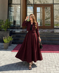 Wine Maroon Box-Pleat Set 🍷