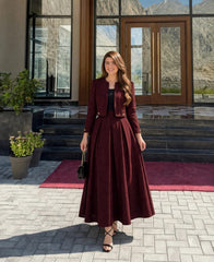 Wine Maroon Box-Pleat Set 🍷